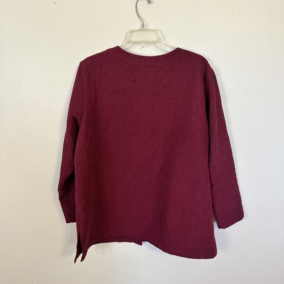Womens Burgundy Cardigan By TY Wear Size 16W Button Front Embossed Texture - Picture 8 of 8
